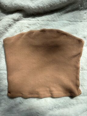 Garage Tan Ribbed Strapless Tube Top